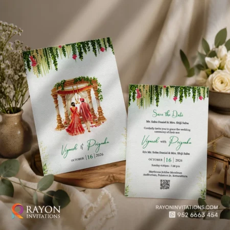 Elegant Floral Wedding Invitation Cards 0142