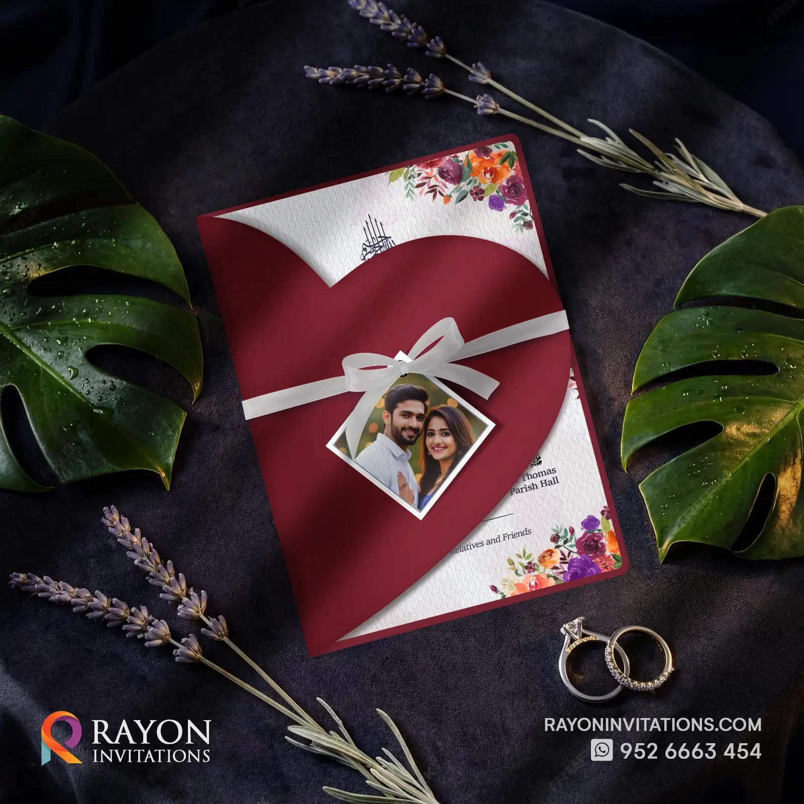 Customised Wedding Invitation Cards Red 016r Customised Wedding Invitation Cards Red 016r