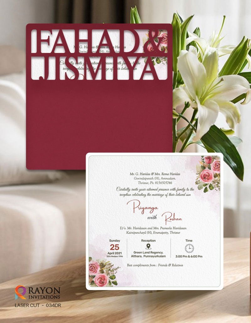 Laser cut wedding cards in Idukki